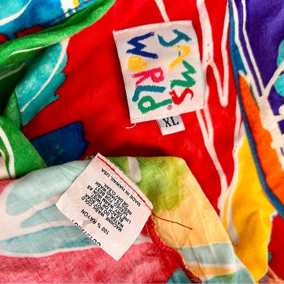 Jams World Rayon Wax Flower Button Blouse Shirt  Hawaiian Top Short Sleeve XL - Picture 4 of 7